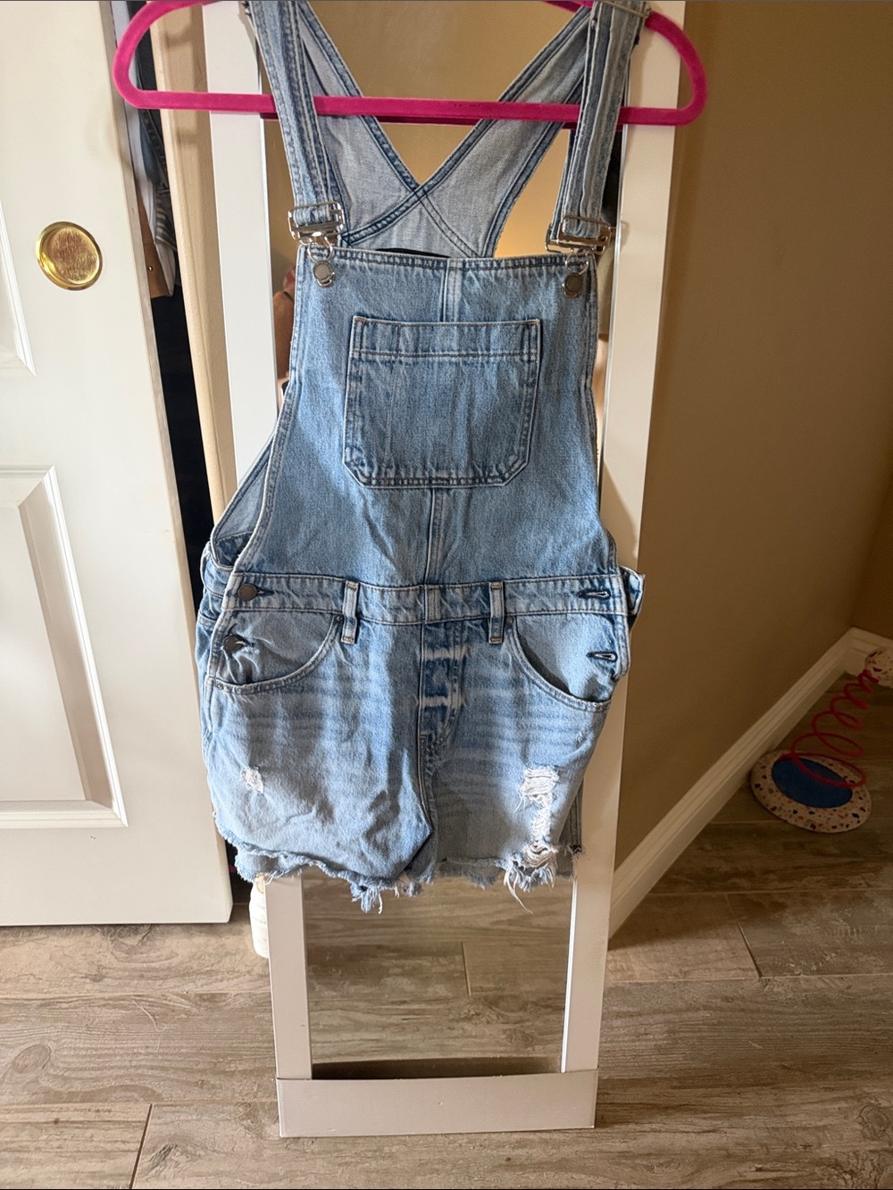Light Blue Distressed Denim Short- Hudson overalls!!!